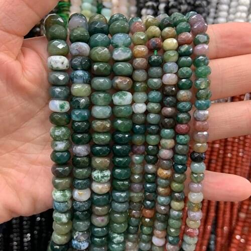 Natural Indian Agates Beads Rondelle Green Spacer DIY Loose Beads For Jewelry Making Beads Bracelet Necklace For Men Women Gift