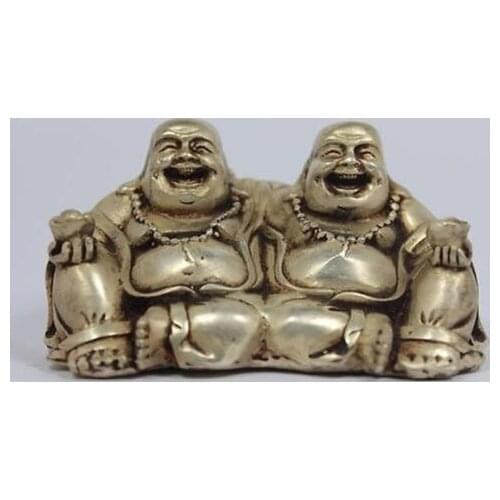 Chinese Old White Copper Handwork Buddha Statue fast shipping