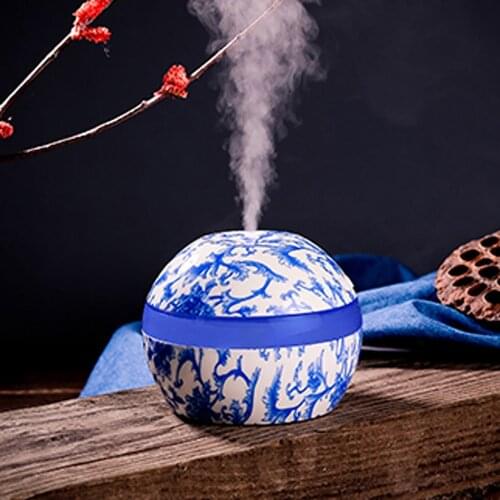 Blue & White Porcelain Ultrasonic Humidifier Air Humidifier Aroma Essential Oil Diffuser Aromatherapy for Home Office SPA