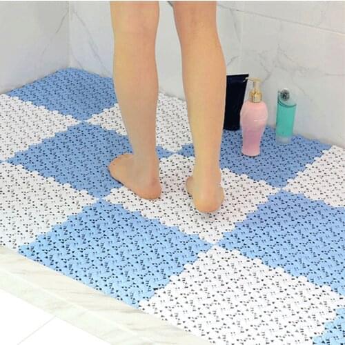 DIY Bathroom Mat Anti-slip Candy Color Stitching Pads Plastic Square Foot Massage Carpets Home Bathing Room Shower Accessories
