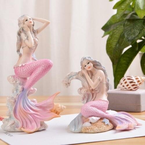 Creative Pink Mermaid Kawaii Princess Animals Fish fairy garden miniature figurines home decoration accessories for living room