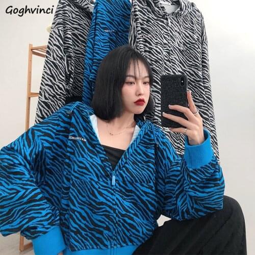 Basic Jackets Women Zebra Harajuku Spring Autumn Hooded Oversize Couple Korean Style Chic Outwear Female Lazy Streetwear Ulzzang