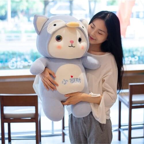 Hot Cartoon Cat Stuffed Animals Plush Toys Kawaii Soft Doll Dress Up Giraffe Frog Penguin Dinosaur Kids Plushie Doll Girls Gifts