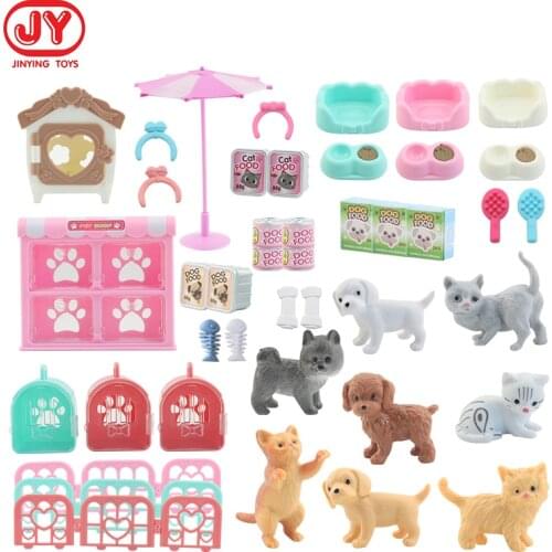 Simulation Miniature Furniture Dolls Kids Toys Girl Room Play Toys Cat pet shop Furniture Set For Dolls Edutation Toys For Child