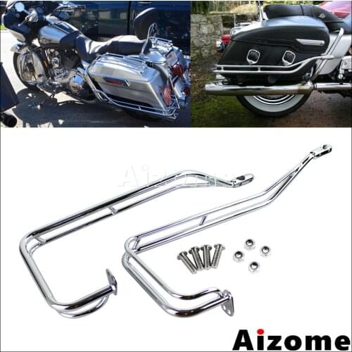 Motorcycle Nostalgic Saddlebag Guard Rails Bar Protection Kit For Harley Road King Electra Glide Road Street Glide 2009-2013