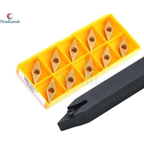 10pcs VBGT1604 VBMT1604 Carbide Inserts SVVBN1616H16 SVVBN2020K16 SVVBN2525M16 External Turning Tool Holder CNC Lathe Tools Suit