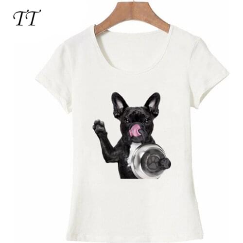 2021 new fall Summer fashion womens Tops French Bulldog like champagne T-Shirt hipster dog design female T Shirt cute girl Tees