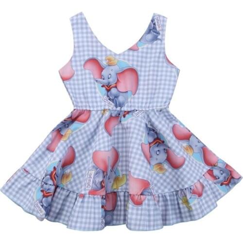 New Style Kids Baby Girls Clothes Princess Animal Plaid Sleeveless Dress Outfits Sundress Baby Clothing