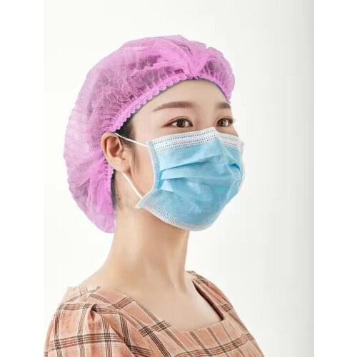 100pcs 19 Inches Disposable Cap Non-woven Dust Proof Caps Women Men Cosmetology Food Hygiene Hair Catering Kitchen Makeup Hat