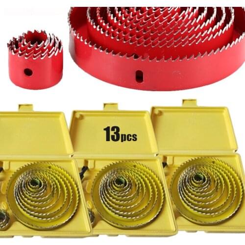 Wholesale 13Pcs/lot DIY Wook Hole Saw Drill Bit Set for PVC / Wood / Gypsum Board 19mm~127mm Depth:20mm