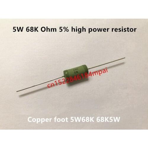 Original new 100% 5W 68K Ohm 5% high power resistor copper pin 5W68K 68K5W (Inductor)