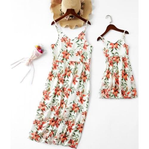 PatPat 2020 New Summer Printed Sling Matching Dresses Matching Outfits Mommy and Me Sleeveless Dresses