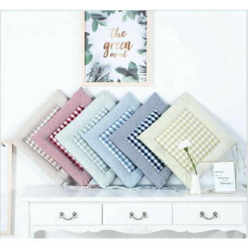 40*40cm Indoor/Outdoor Cushion Seat Chair Pad with Ties Plaid Pastoral Garden Dining Yard Patio Office Cushion