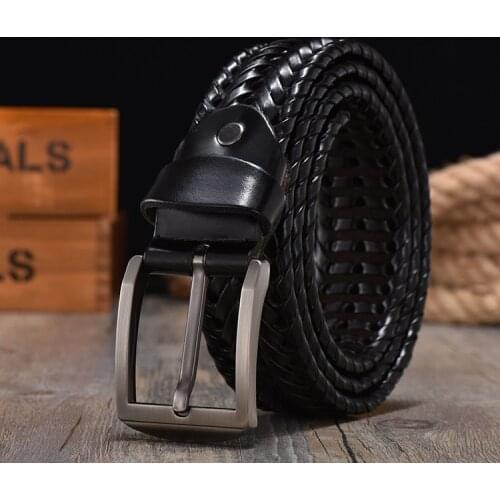 New Braided Belt for Mens Woven Belt Luxury Genuine Leather Cow Straps Hand Knitted Designer Men for Jeans Girdle Male Belts G3