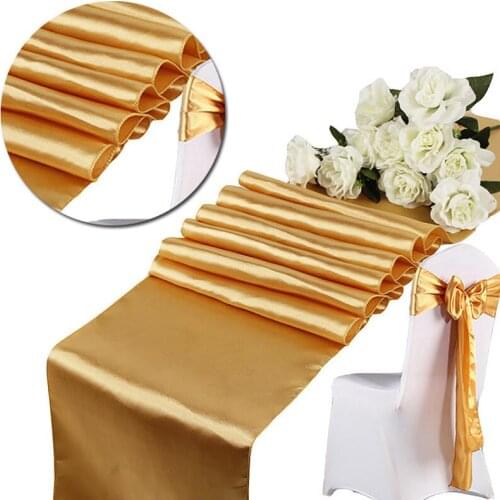 Satin Table Runners 30*275 cm Wedding Party Event Decor Supply Satin Fabric Chair Sash Bow Table Cover Tablecloth 19 Colors
