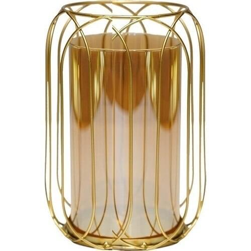 Lucky Art Gold With Glass Candle Holder 20 cm