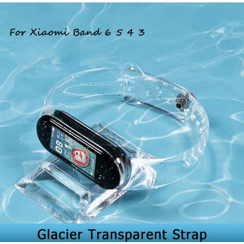 Silicone Wrist Strap for Xiaomi Mi band 6 5 4 3 Smartwatch Bracelet for Xiaomi Miband band6 band5 Correa Transparent