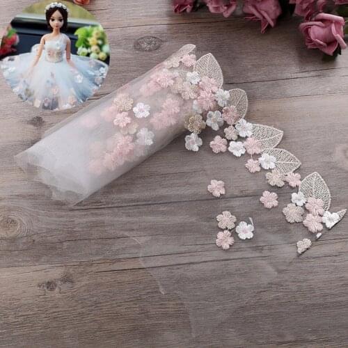 91.4cm*18cm Stylish Floral Tulle Lace Trim Ribbon Fabric Flower Embroidery Beautiful Wedding Trim Sewing Accessories for Dress