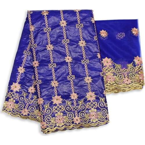 Tissu Africain Broderie Coton Bazin Riche Floral Fabric Stoffa Cotone French Mesh Net Lace Nigerian Ankara Heatie 5+2 yards/lot