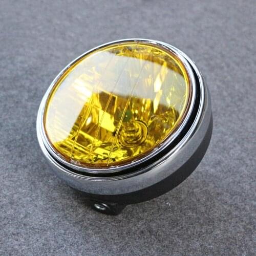 Universal Motorcycle Headlight Yellow Crystal lens Headlight Halogen For CB400 CB500 CB1300 Hornet 250 600 900 VTEC VTR25