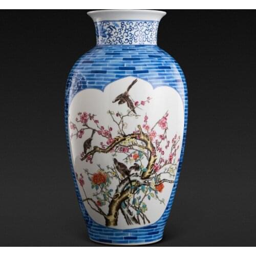 Jingdezhen Flower vase Landing Vase Home Furnishings Hotel Decoration Handicrafts Portraits Large lotus porcelain ceramic vase