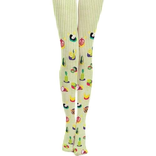Spring Cartoon Vertical Stripe Fresh Fruit Printed Pantyhose