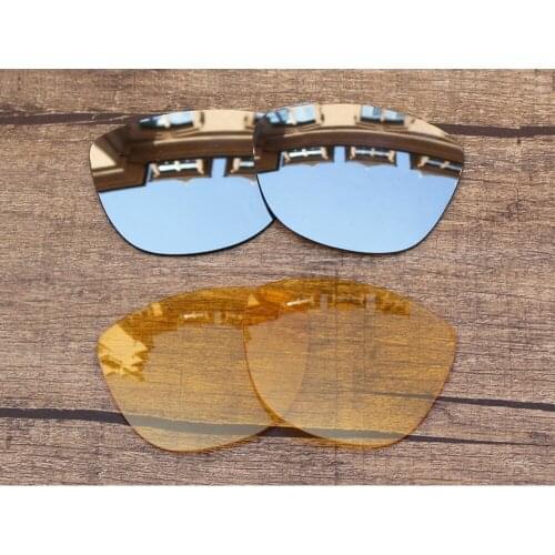 Vonxyz 2 Pairs Chrome Mirror & Yellow Replacement Lenses for-Oakley Frogskins Frame