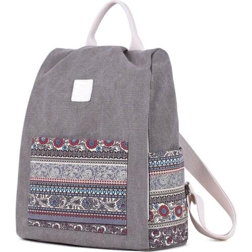 Women Backpack High Quality Vintage Print Canvas Ethnic Backpack Large Capacity Girls School Bag Fashion Bohemia Travel Rucksack