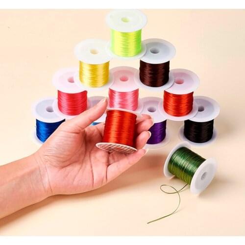 0.8mm 25rolls/bag Elastic Beading Thread Cord Flat Elastic Crystal String for Stretch Bracelet DIY Jewelry Making Mixed Color