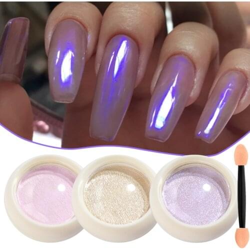 1Box Chrome Aurora Solid Nail Glitter Mermaid Colors Pearl Design Powder For Nails Polish Manicure Pigment Decoration BEG01-06