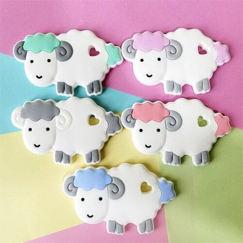 1PCS Silicone Teether Animal Sheep Baby Teether Pendant Food Grade BPA Free Baby Teething Chew toy