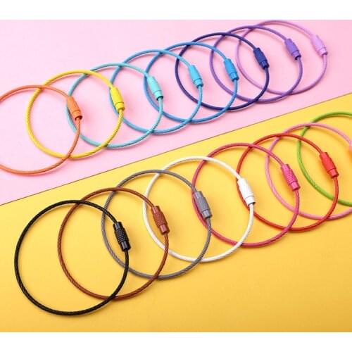 20PCS Stainless Steel Wire Keychain 20 Colors Cable Rope Key Holder DIY Pendant Accessories Women Men Jewelry Key Chains Making