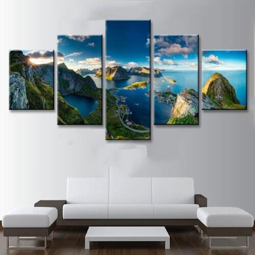 3D diy Diamond Painting 5 Panel Beautiful Island Landscape diamond mosaic full square/Round drill diamond embroidery Sale