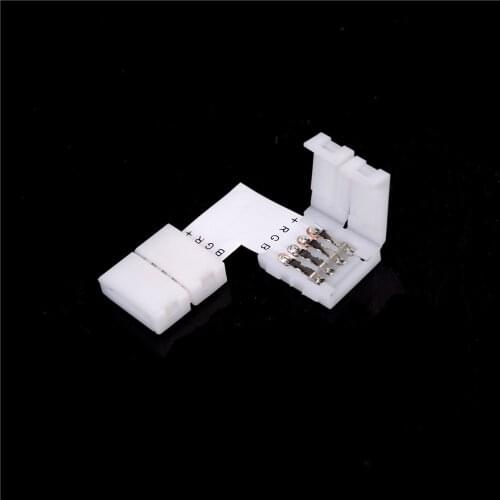 5pcs Solderless L Shape 90 Degree Corner Connectors rgb 4 pin connectors for 12V 5050 10mm width LED RGB Strip