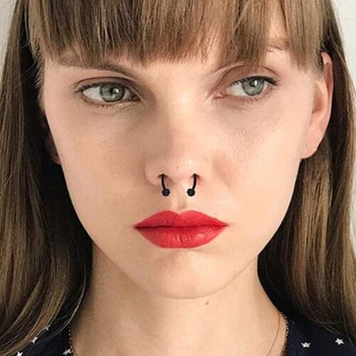 5 Pcs Fake Septum Piercing Magnetic Horseshoe Nose Ring Non Piercing Clip Stainless Steel Reusable Crystal Nose Hoop Gifts B03B