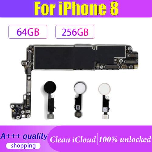 Original For IPhone 8 Motherboard 64GB 256GB Logic Board Black Touch ID Home Button Unlocked Good Working Mainboard Good Plate