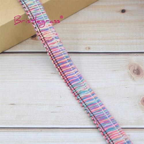 BRISTLEGRASS 1 Yard 5/8" 16mm Rainbow Yarn Braided Crochet Lace Trims Macrame Ribbon Fabric Hair Clip Costume Dress Sewing Craft