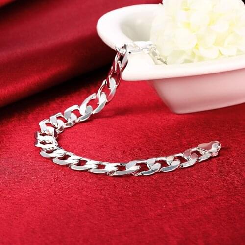 Hot Classic 10MM geometry chain 925 sterling silver Bracelets for mens women fashion party luxury Jewelry Christmas Gifts