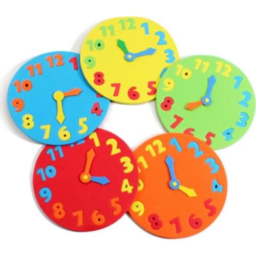 Randomly One Piece 3-6 years old Kids DIY toys EVA Clock Learning Education Toys free assembly Fun Puzzle for Children Gifts