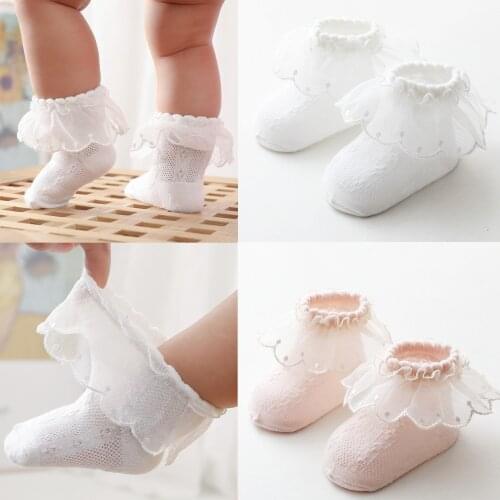 Princess Girl Socks Toddler Baby Lace Lace Ruffle Short Breathable Girls Socks Children Kids Socks Infant Socks for 1-8 Years