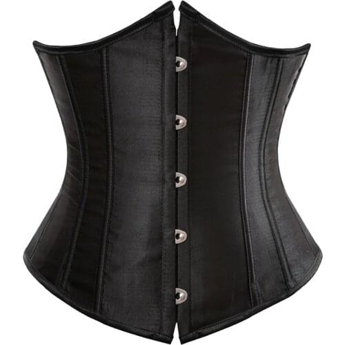 Women Gothic Sexy Satin Underbust Corset Waist Cincher Body Shaper Waist Clip Plus Size S-6XL