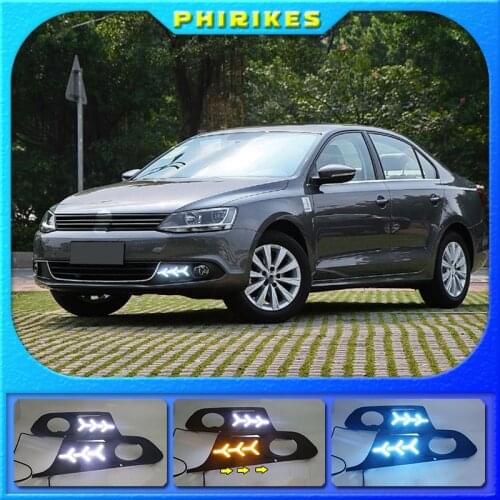 1 Set DRL Daytime Running Lights Daylight ABS Fog Lamp Cover 12v LED For Volkswagen VW Jetta Sagitar 2012 2013 2014