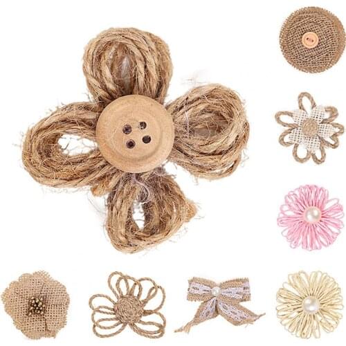 Handmade Linen Flower Simulation Multi-use Bowknot Pendant Eco-friendly Rustic Burlap Floral Decoration for Handicraft