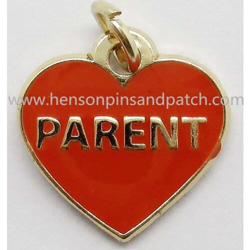 Customized metal red Love soft enamel heart PARENT PIN