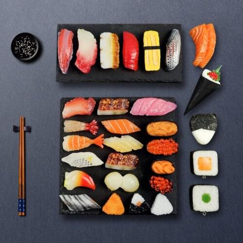 Pvc Artificial Decorations Simulation Japanese Sushi Pretend Toys Sushi Tuna Wasabi Sashimi Model Display Miniatures 12 Pc /set