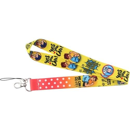 J1589 Cartoon Feminism We Can Do It Neck Strap Lanyard for keys ID Card Gym Mobile Phone Straps USB badge holder DIY Hang Rope