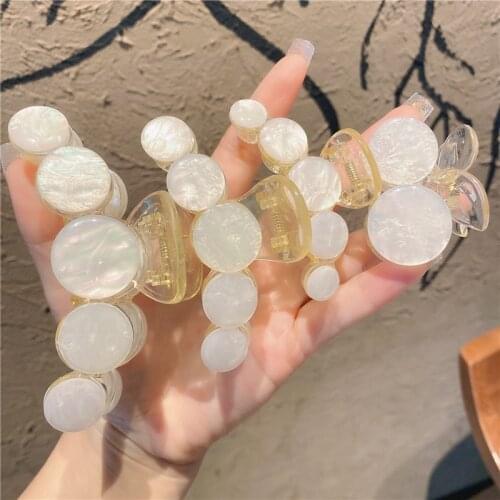 Korean Imitation Pearl Woman Hair Claws Clip Large Acrylic Hairpin Crab Claw Clips Girl Simple Fashion Barrette Hair Accessories