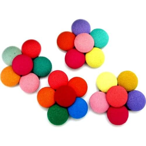 LF 20Pcs Mixed 33mm Flower Cloth Sewing Buttons For Clothes Needlework Flatback Scrapbooking Crafts Decorative Diy Accessories