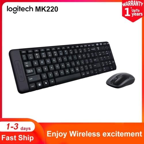 Logitech MK220 104 Keys Keyboard 1000DPI Mouse Set USB Receiver 2.4GHZ Gaming Working Keyboard Mice Combos For Office Windows