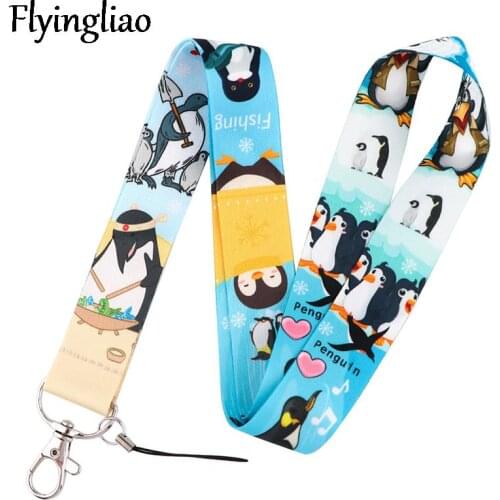 Fat Lovely Penguin Lanyard Keys Phone Holder Funny Neck Strap With Keyring ID Card DIY Animal webbings ribbons Hang Rope
